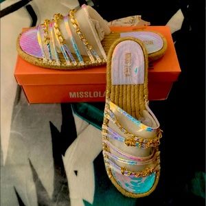 Brand new in box iridescent sandals